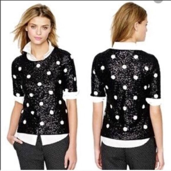 J Crew Polka Dot Sequins Top - Picture 2 of 7